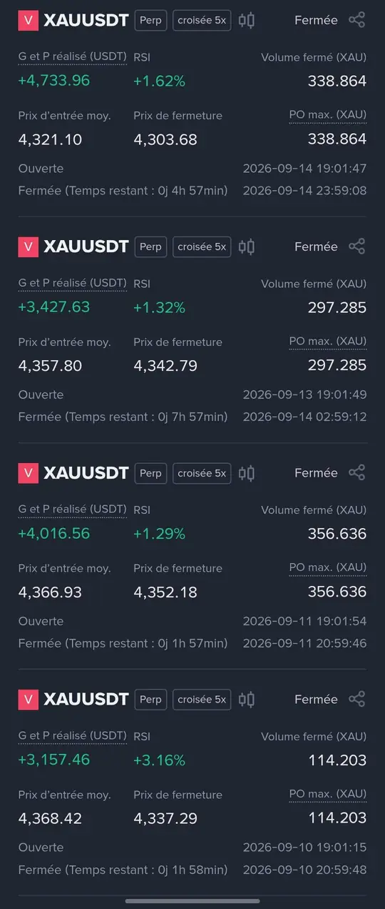 Relevé de résultats n° 3 de la méthode RSI sur trois timeframes