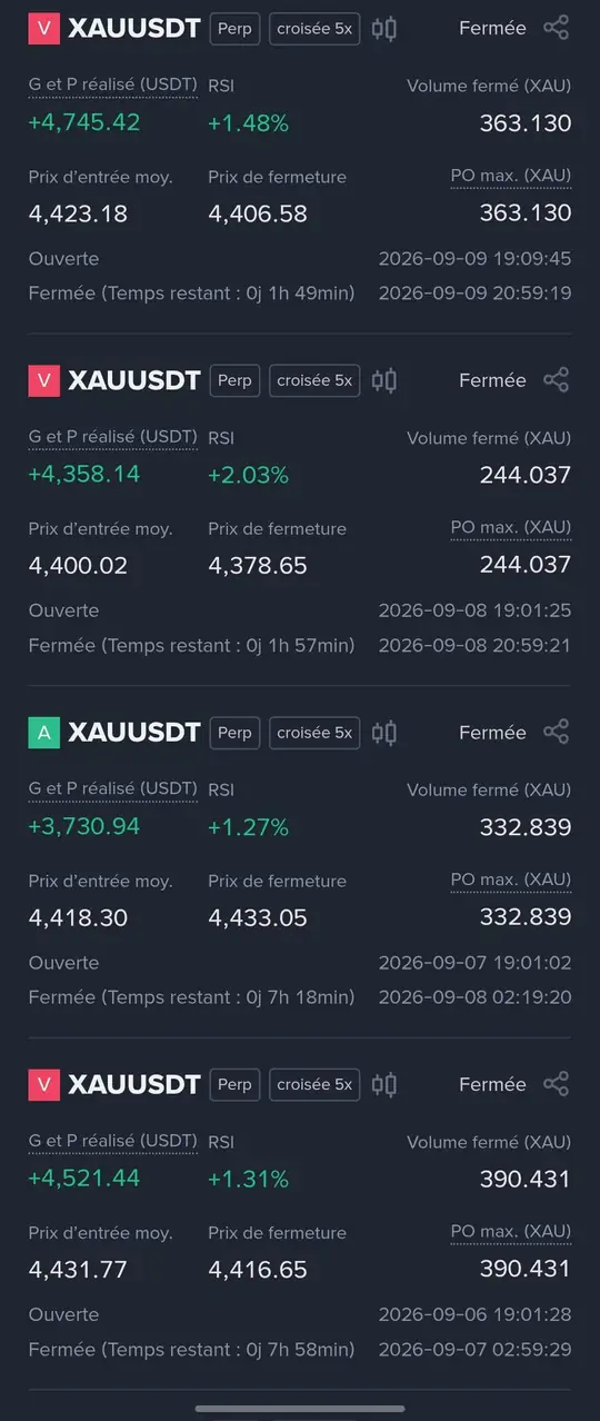 Relevé de résultats n° 4 de la méthode RSI sur trois timeframes